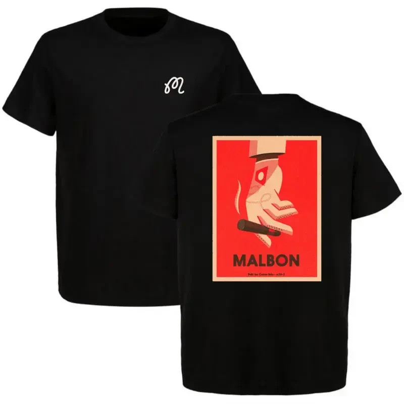 Malbon Golf Vintage Cigar Hand Graphic T-Shirt, Retro Poster Style Streetwear