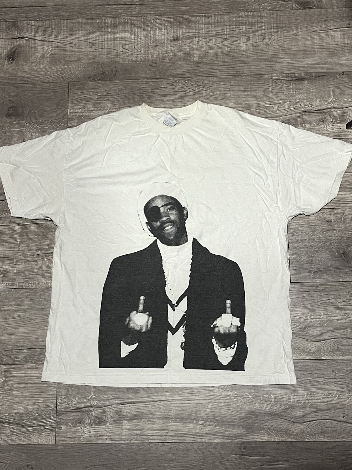 VTG 90s Slick Rick Flipping Off White Black Y2K Rap Tee Shirt Size XXL