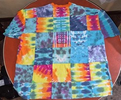 Eye Dye Vintage Patchwork Tie Dyed T-Shirt XL One Size Rainbow Checkerboard Boho