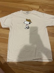 Peanut Snoopy Western Cowboy Tshirt Size Medium Beige Short Sleeve Graphic Tee
