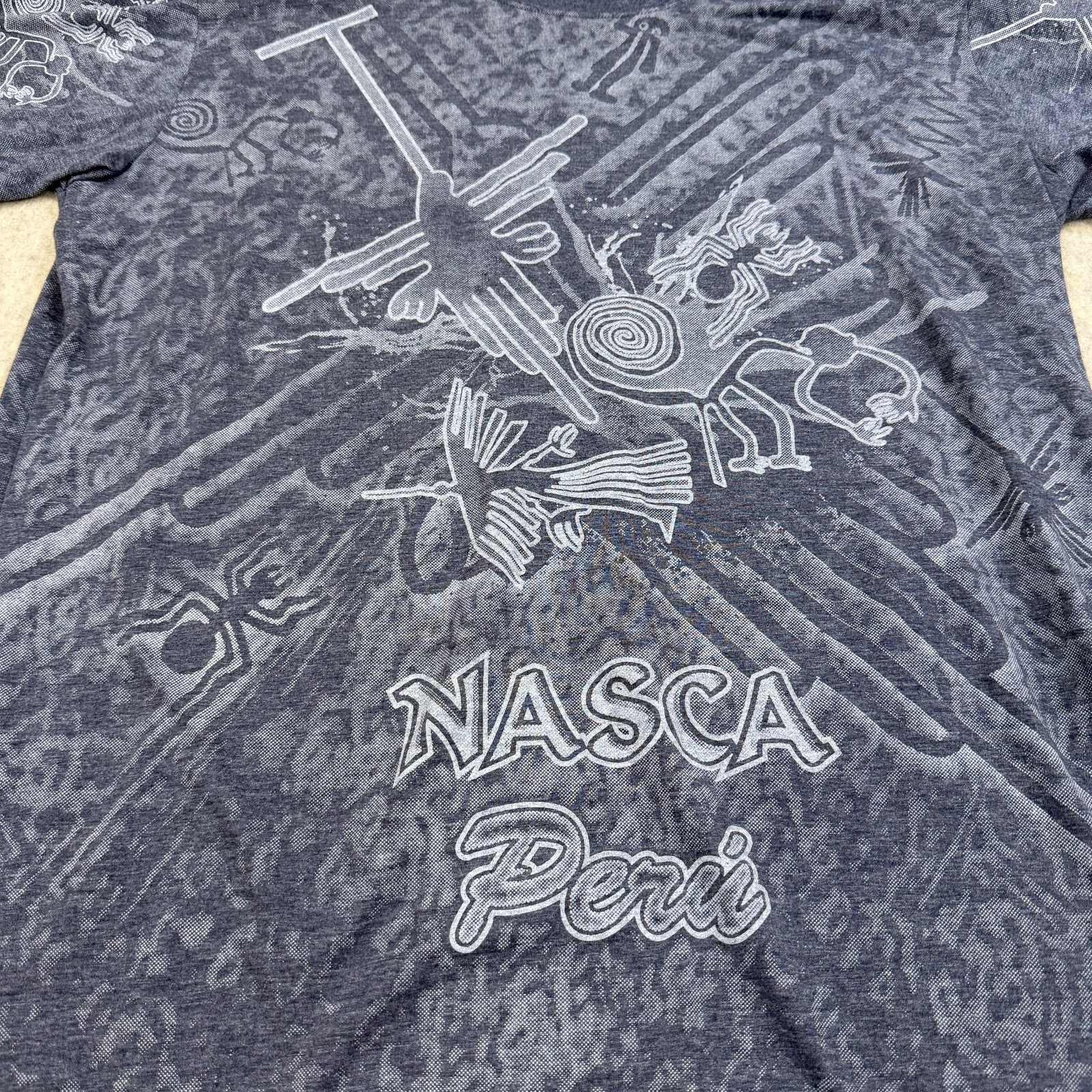 Nasca Lines Peru Shirt Mens Large Gray AOP Graphic Souvenir Rufyar's gallery