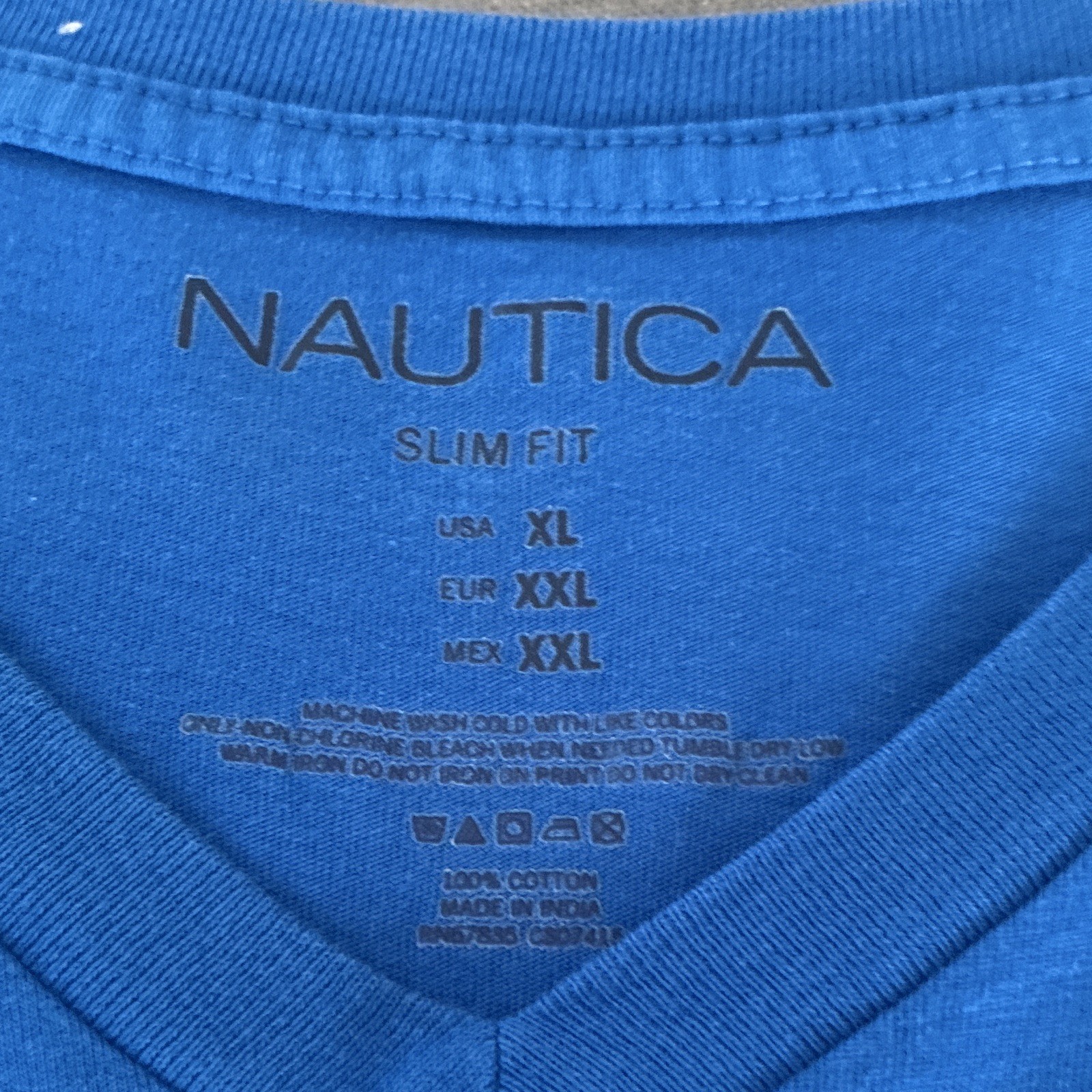 Nautica Men’s Blue V-Neck Short Sleeve Cotton Knit Logo Slim Fit T-Shirt XL gallery