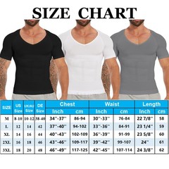 US Mens Compression V-Neck T-Shirt Moobs Slimming Tummy Control Body Shaper Tops
