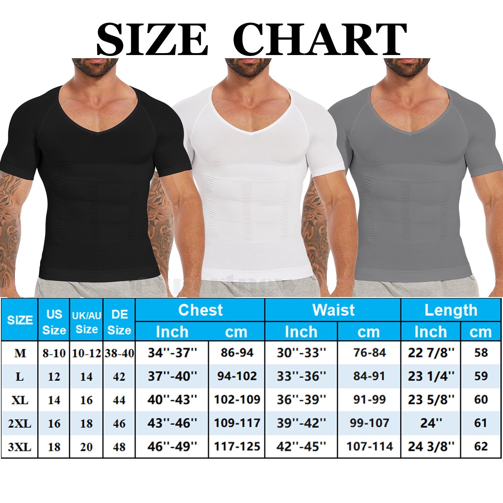 US Mens Compression V-Neck T-Shirt Moobs Slimming Tummy Control Body Shaper Tops gallery