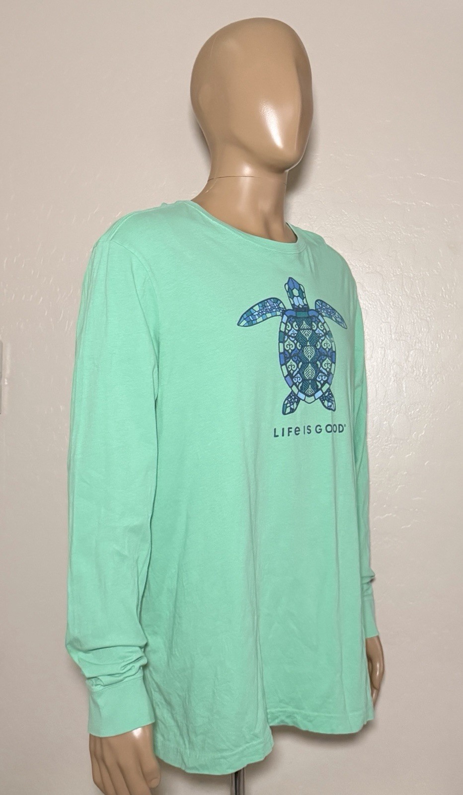 Life Is Good Shirt Mens Large Aqua Long Sleeve Crusher Lite Tee Turtle gallery