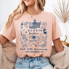 Personalized Hubby Shirt Custom Name State USA 250th Anniversary 4th July Tee