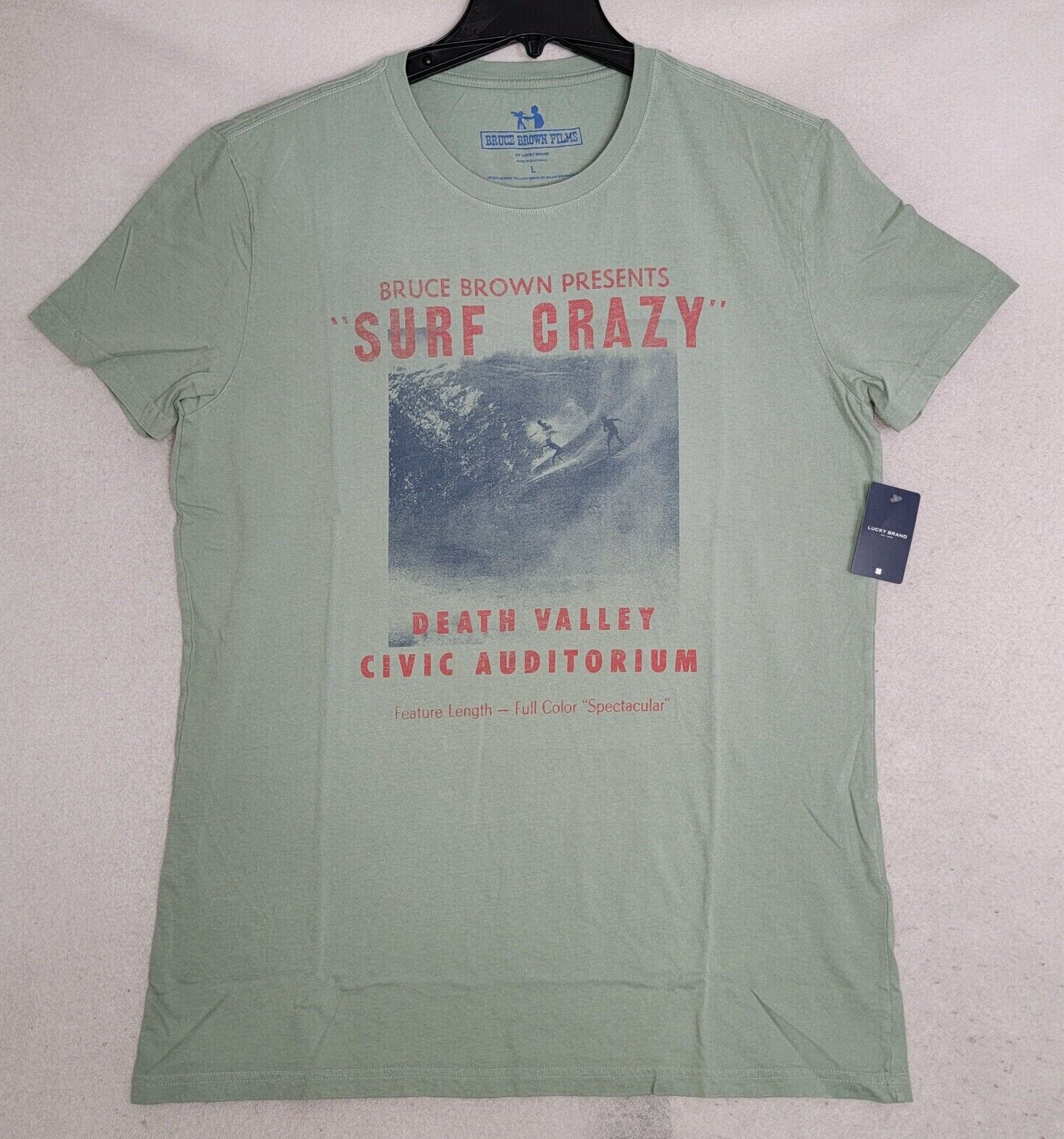 Lucky Brand Surf Crazy Shirt Mens Large L Green Beach Casual Outdoor Retro NWT A gallery