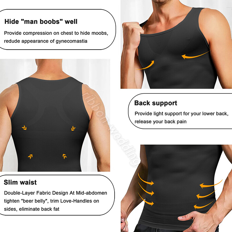 Men Compression Gynecomastia Belly Slimming Waist Trainer Tank Vest Body Shaper gallery
