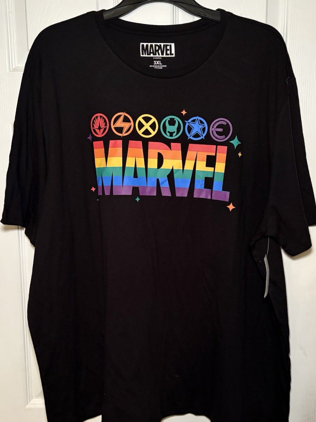 Marvel Pride Rainbow Colors Proud Heroes Graphic T Shirt Size 3XL