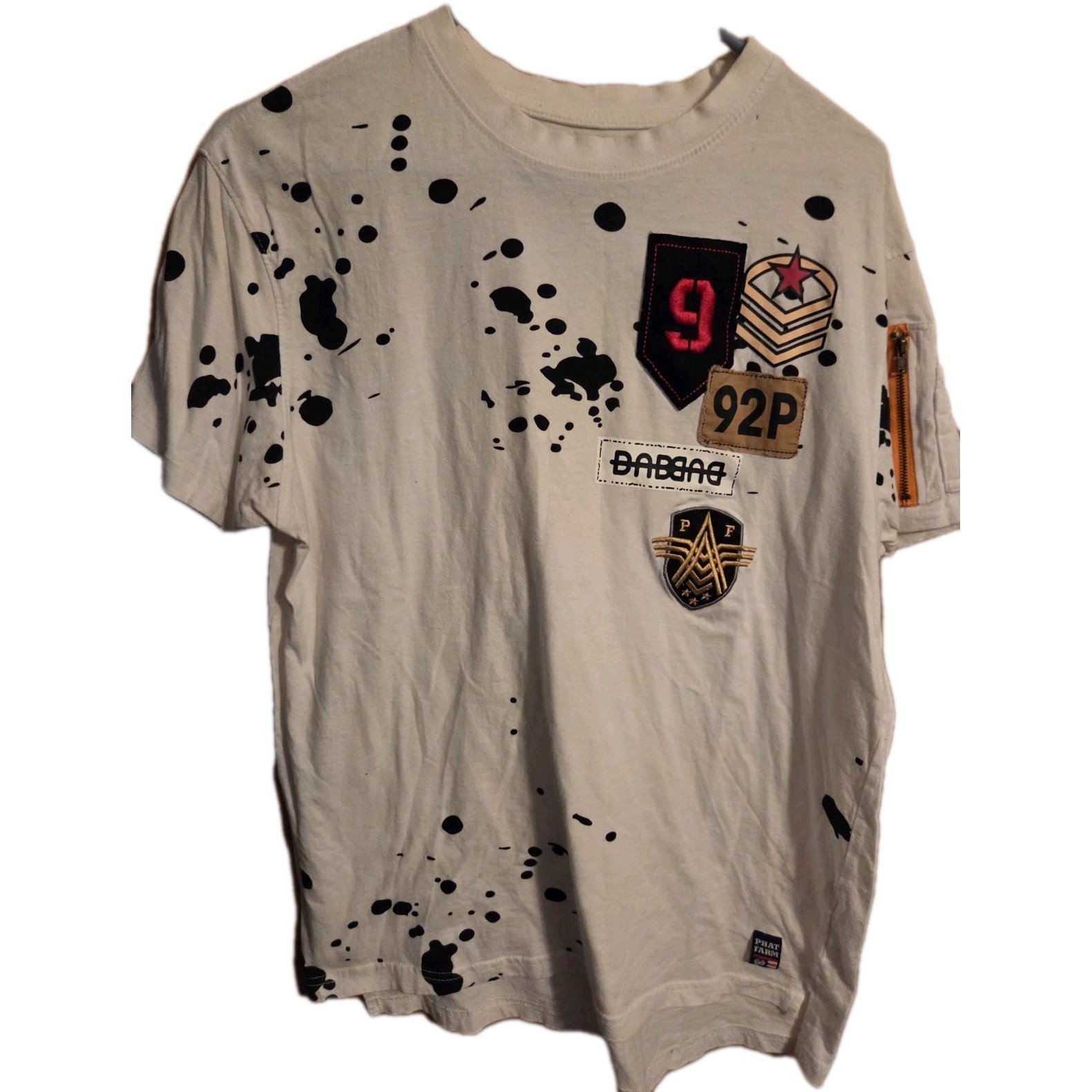 Y2k Phat Farm T Shirt With Zipper Sleeve. *stain On Back gallery