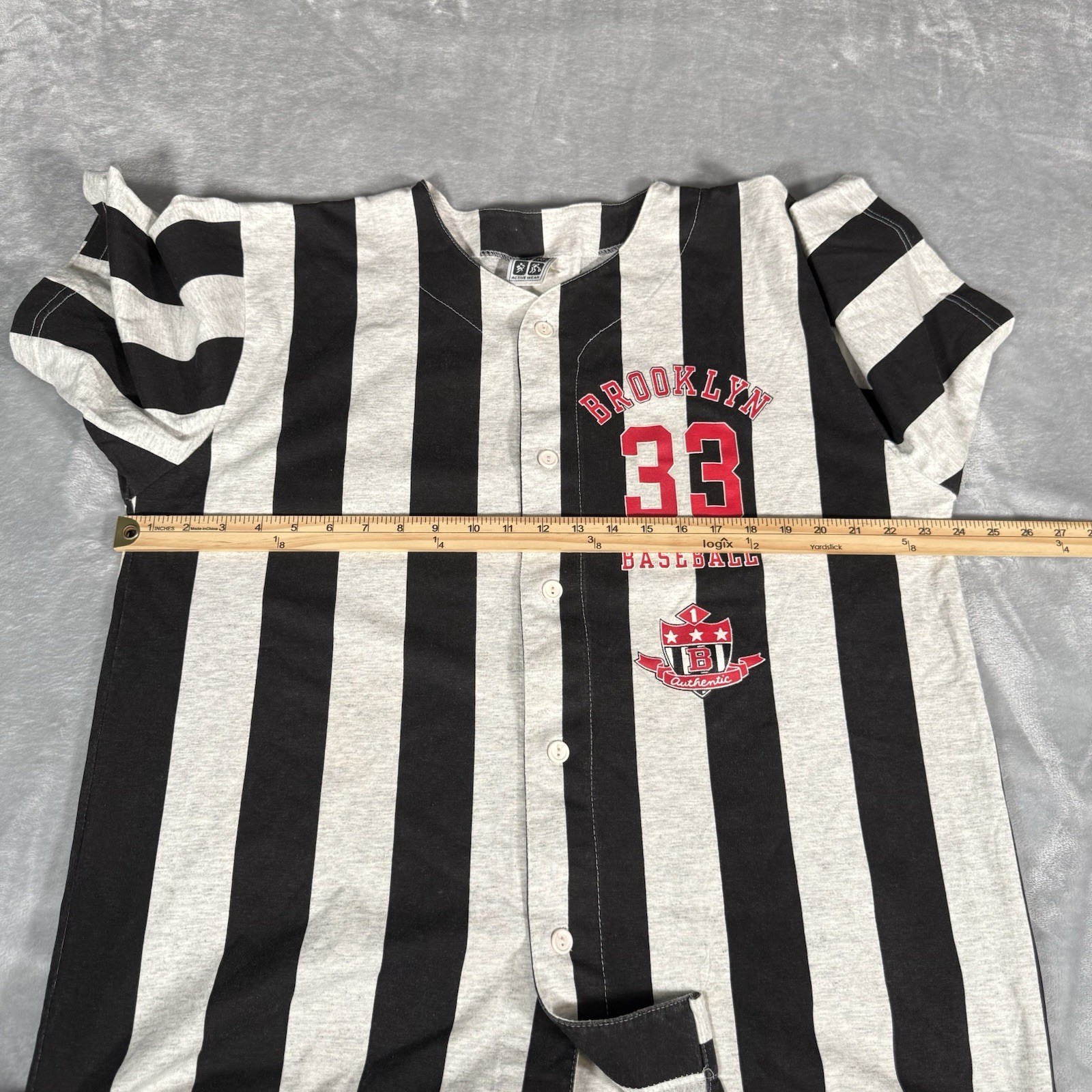 Vintage Brookyln Baseball Jersey Shirt Mens L Cotton Striped Made In USA 90s gallery
