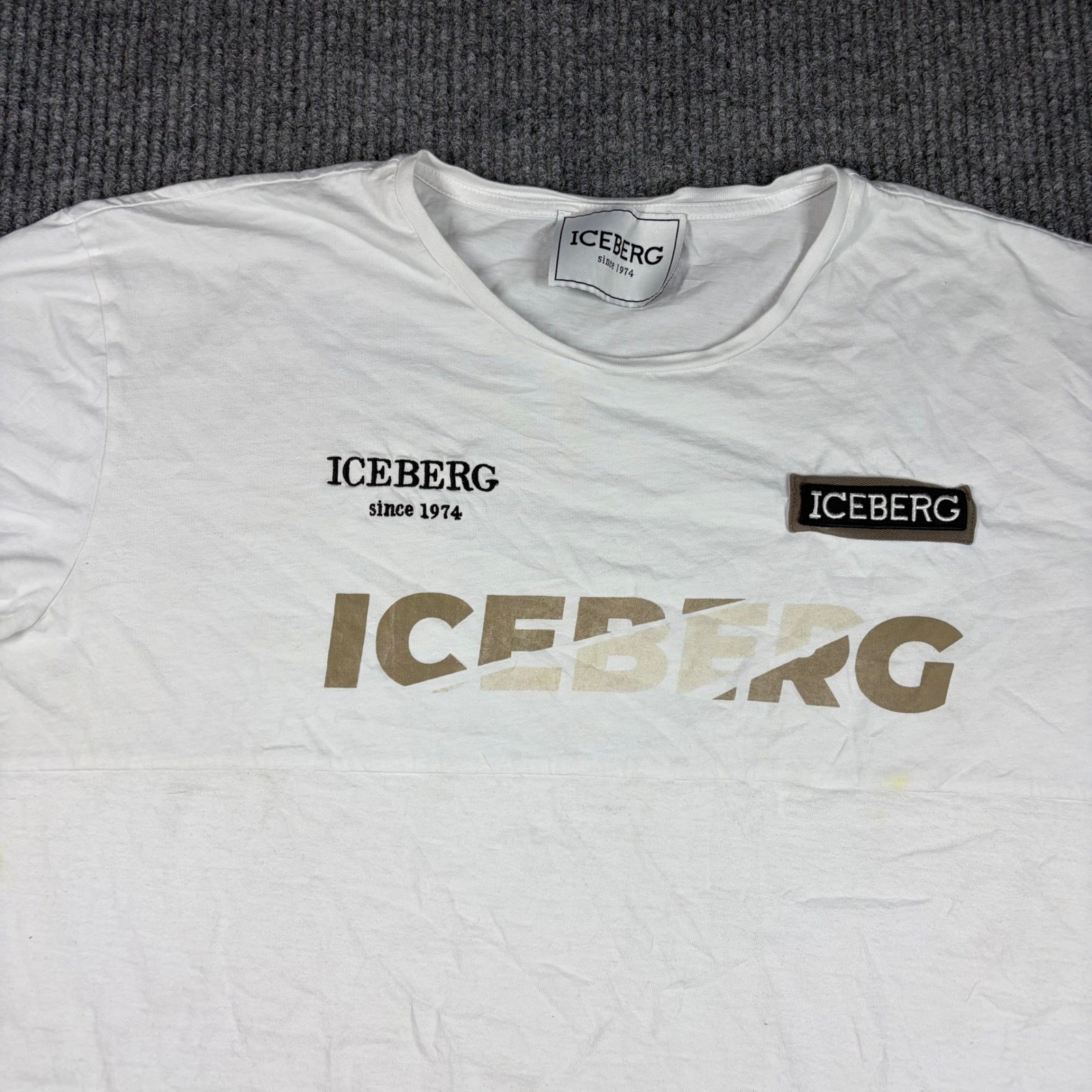 Iceberg Shirt Mens 3XL Since White Crew Neck Logo Patch Graphic Tee gallery