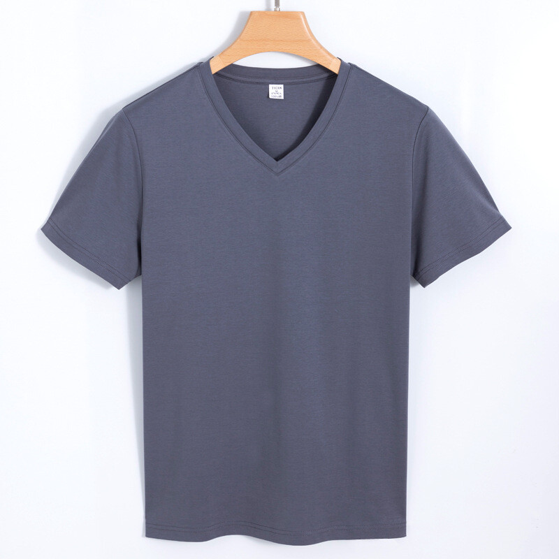 Men's 100% Mercerized Cotton T-shirt Crew Collar Short Sleeves Casual Basic Tops gallery