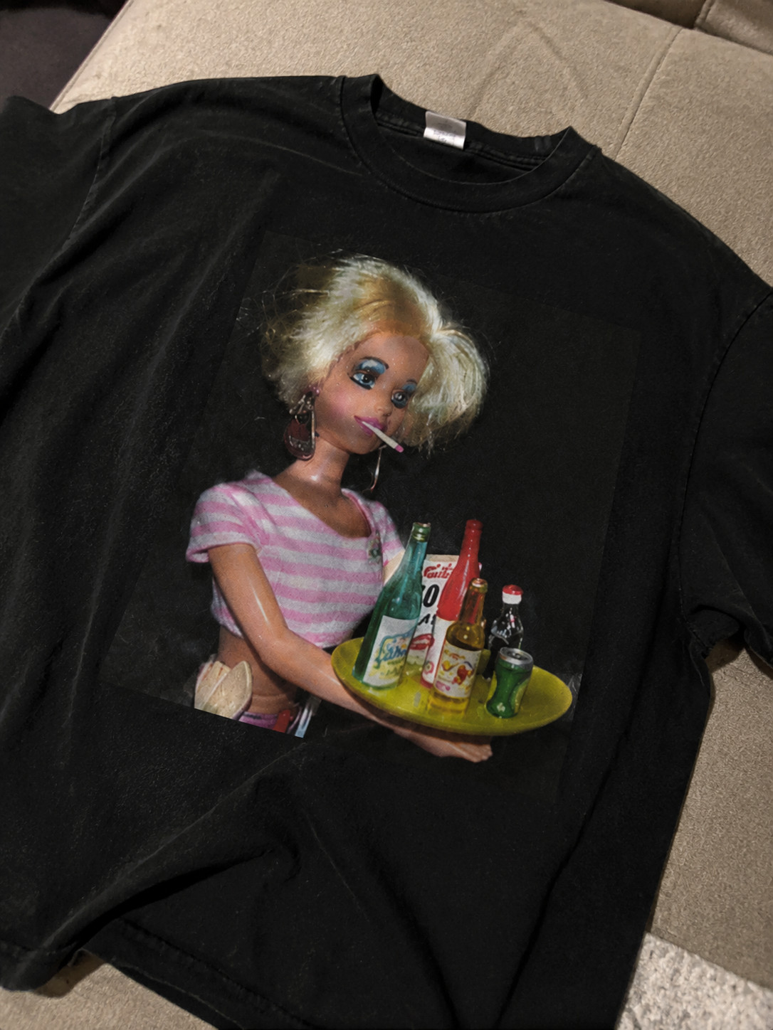 Vintage Doll Portrait Graphic T-Shirt, Retro Glam Aesthetic Party Tee gallery
