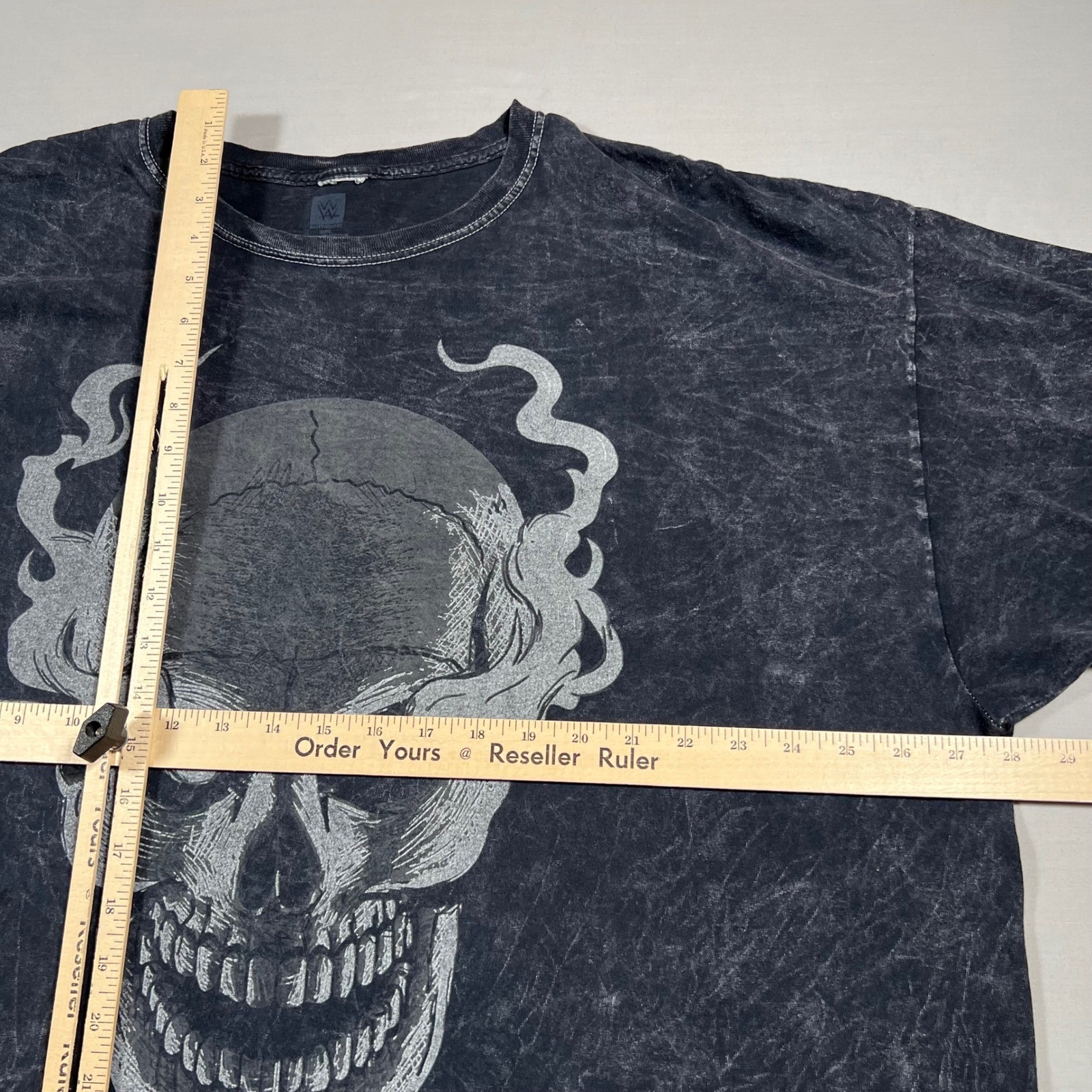 WWE Stone Cold Steve Austin Smoking Skull Shirt Acid Wash Graphic Tee Mens 3XL gallery