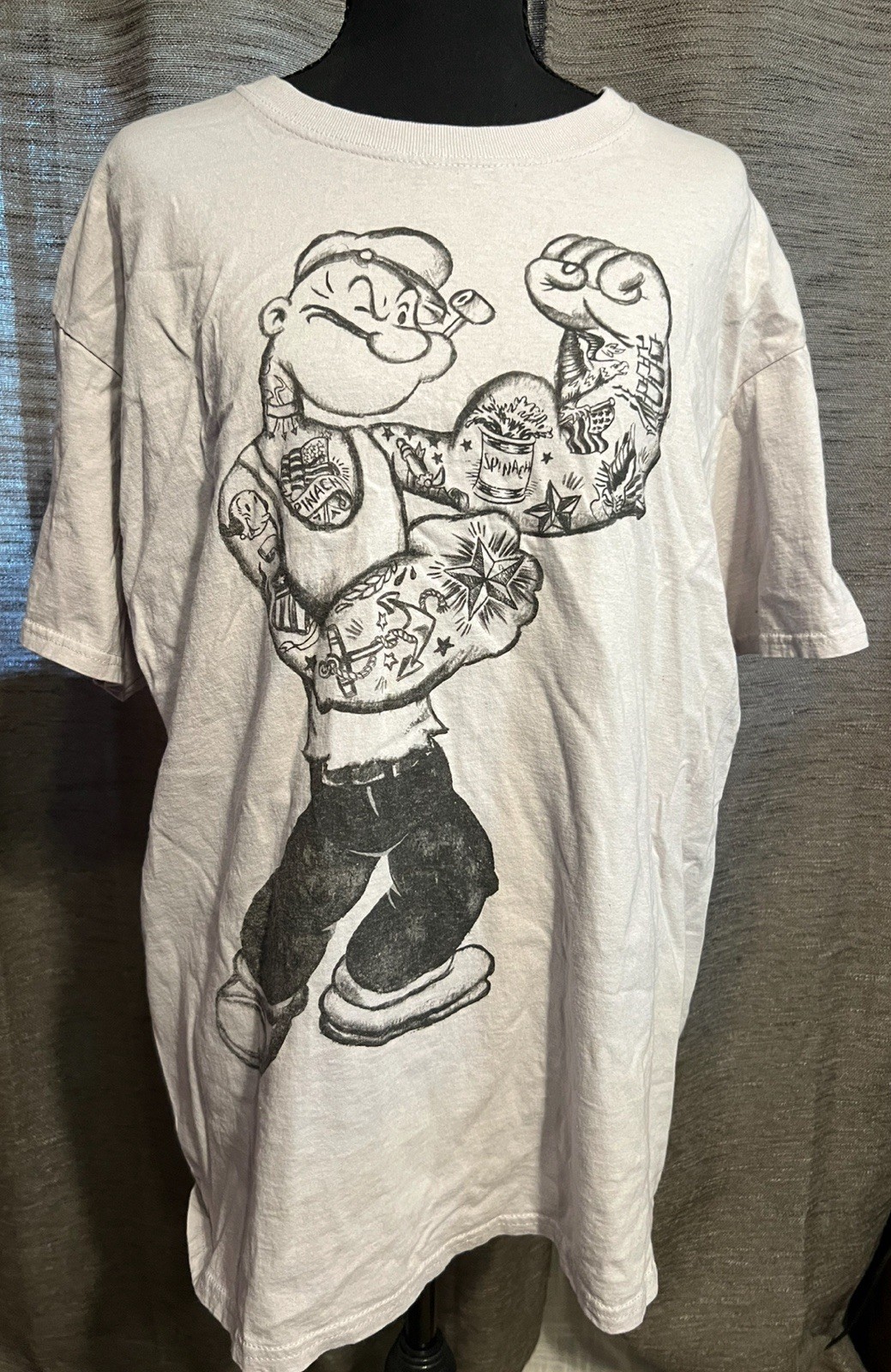 Popeye Men’s Graphic Print Crew Neck T-Shirt White Size LG Short Sleeve