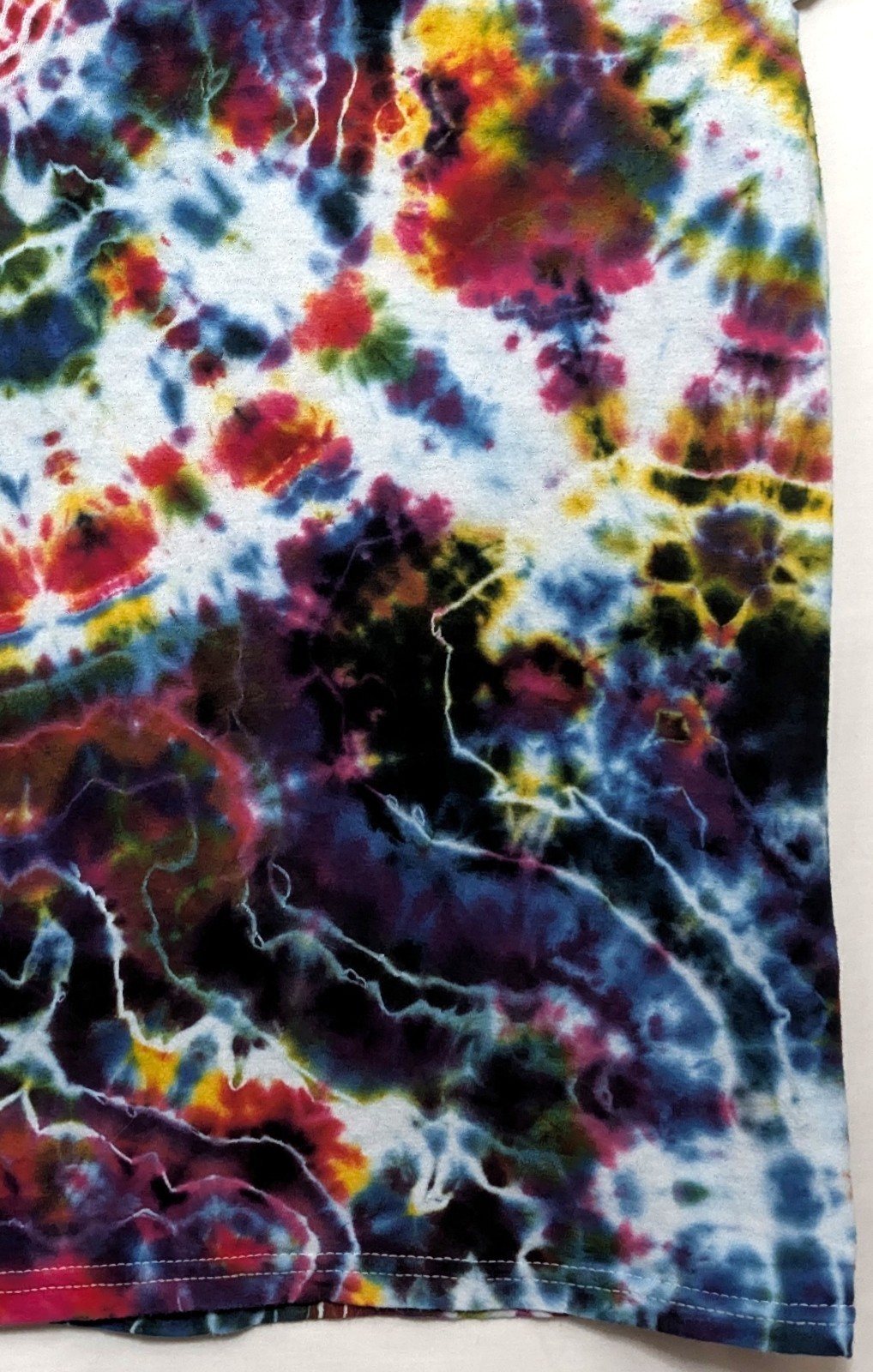 Handmade Tie Dye Rainbow Multicolor Geode Pattern Small Shirt 17" W X 24.5" L gallery