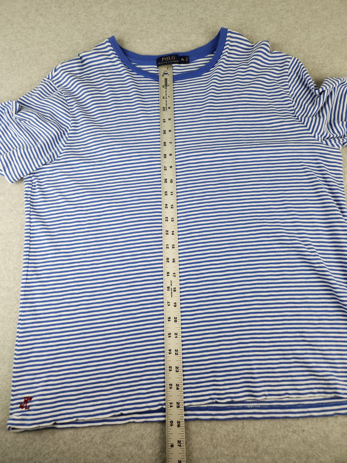 Polo Ralph Lauren Shirt Mens XL Periwinkle Blue Stripes Classic Ringer Tee gallery