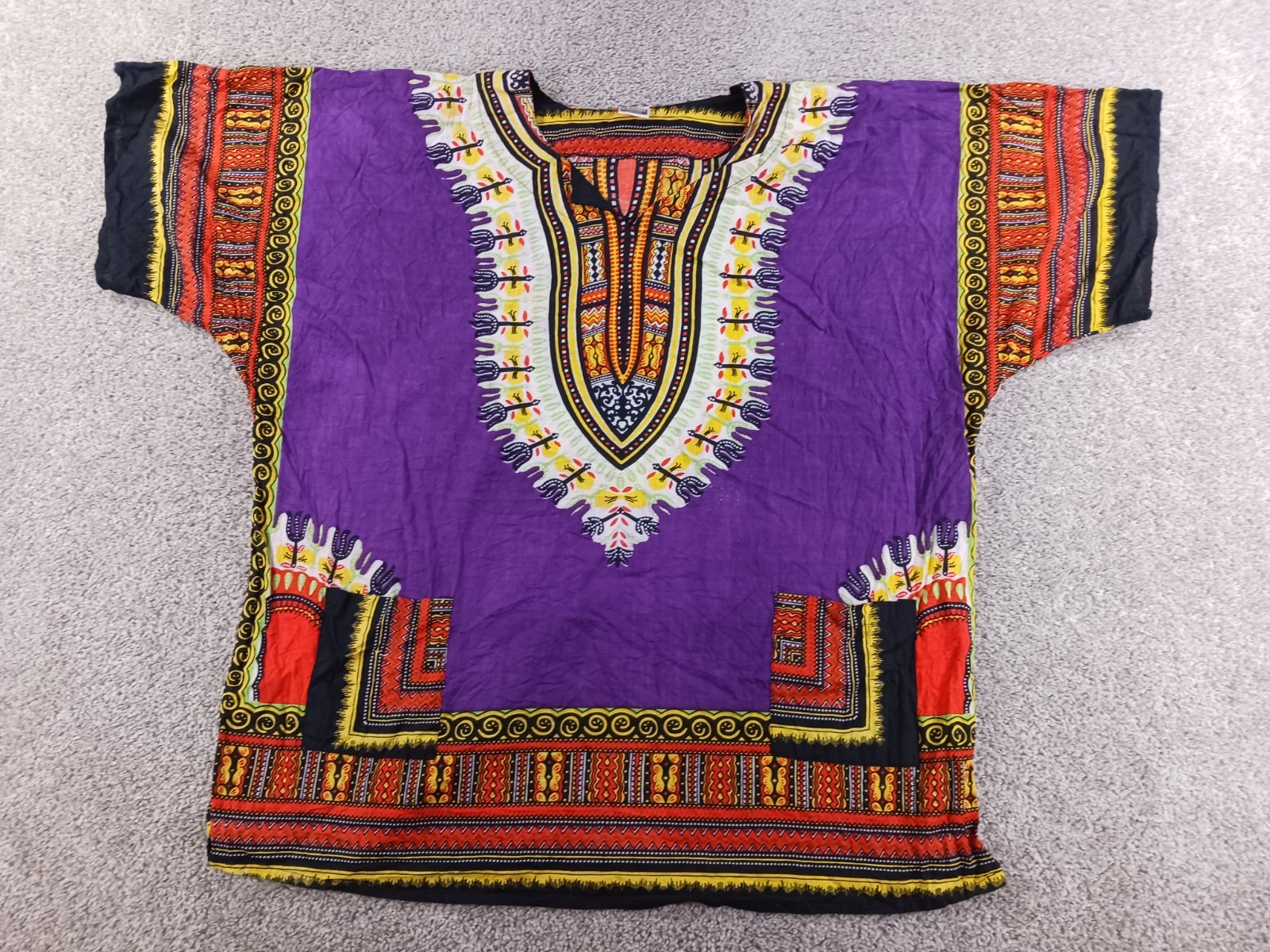 Krishma One Size Mens Short Sleeve T-Shirt Purple Geometric Cotton gallery