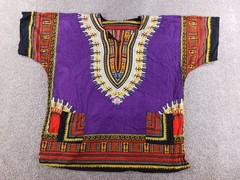 Krishma One Size Mens Short Sleeve T-Shirt Purple Geometric Cotton