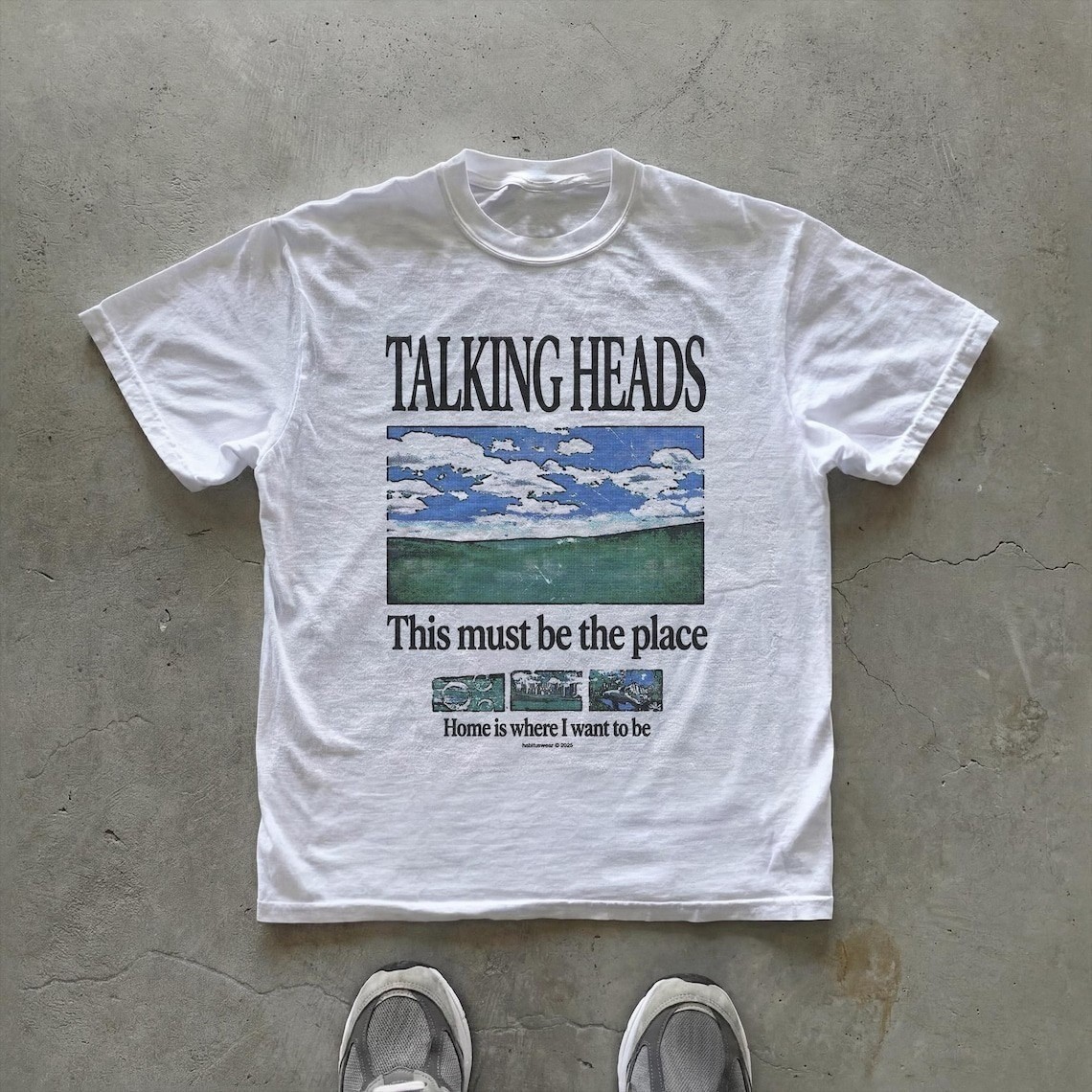 Talking Heads Graphic T-Shirt This Must Be the Place Remake White Cotton T-shirt