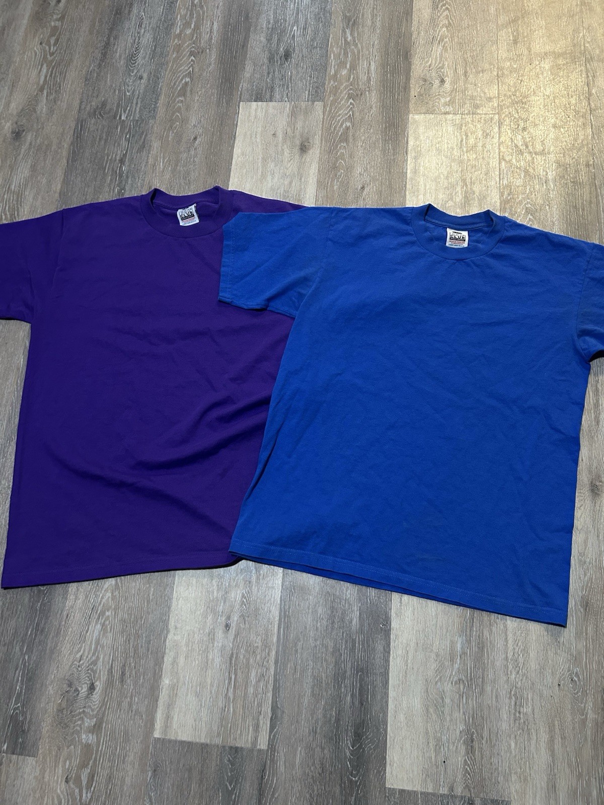 2-Pack of Mens Pro Club T-Shirts Size Large Purple and Blue Crew Neck Cotton Tee gallery