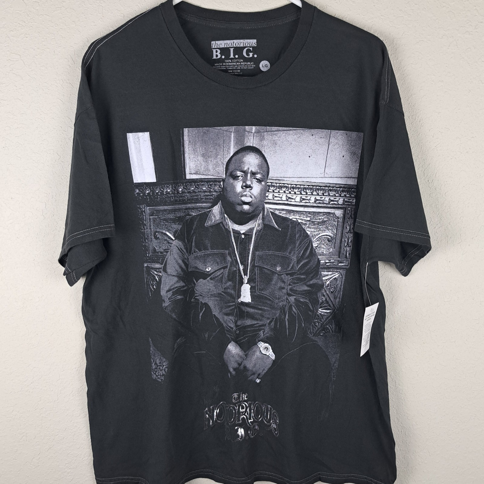Biggie Smalls The Notorious B.I.G. Black White Thread tshirt Size Large