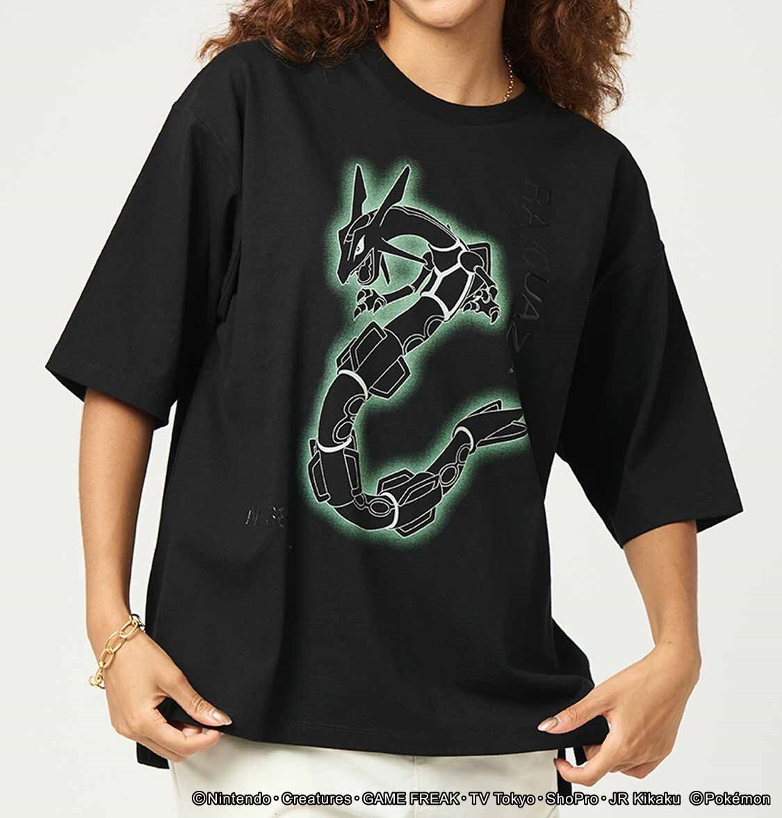 Pokemon Pocket Monsters Rayquaza Big silhouette T-shirt Cotton Black Graniph New gallery