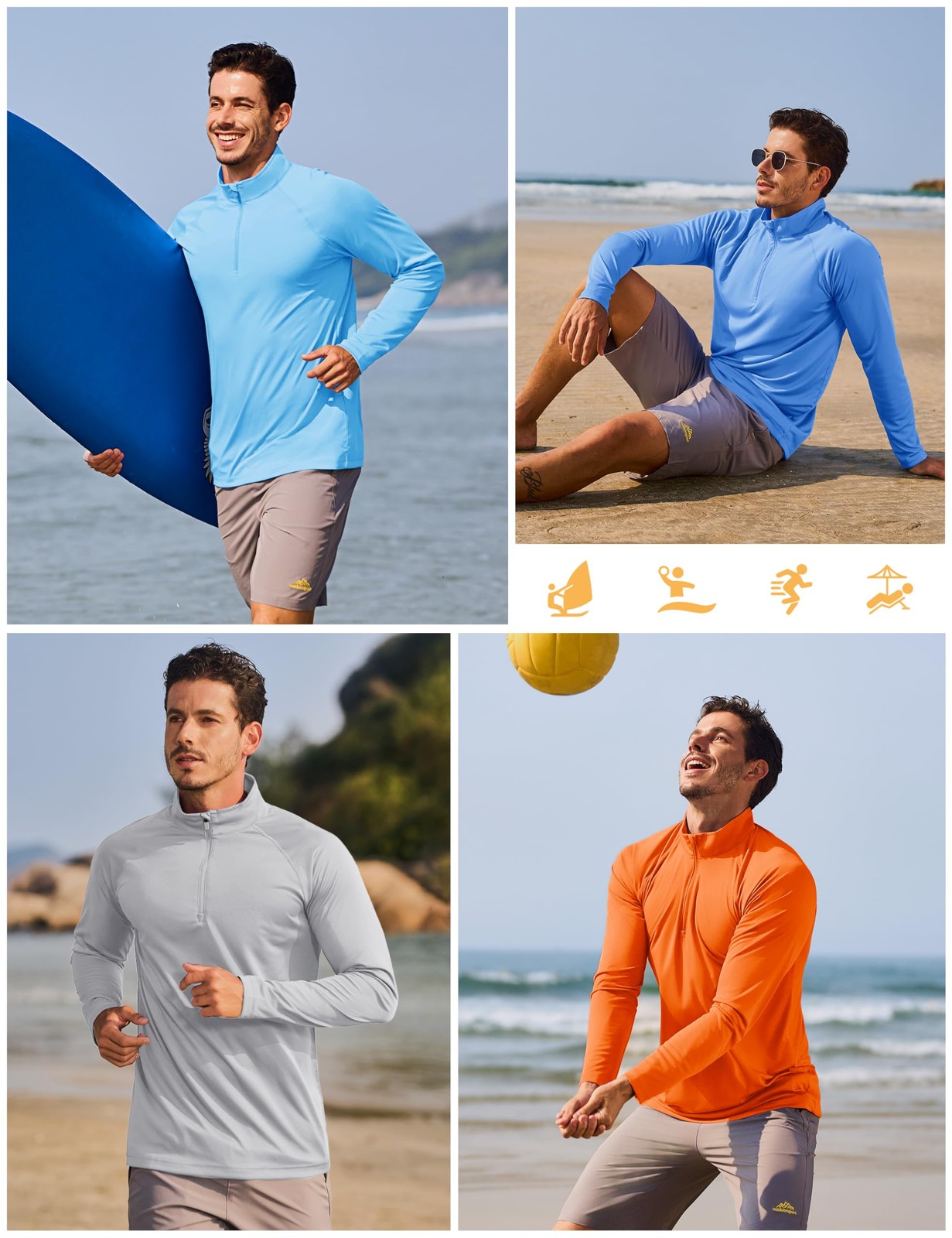 TACVASEN Sun Protection Shirts for Men Long Sleeve 1/4 Medium, #01blue Grey gallery