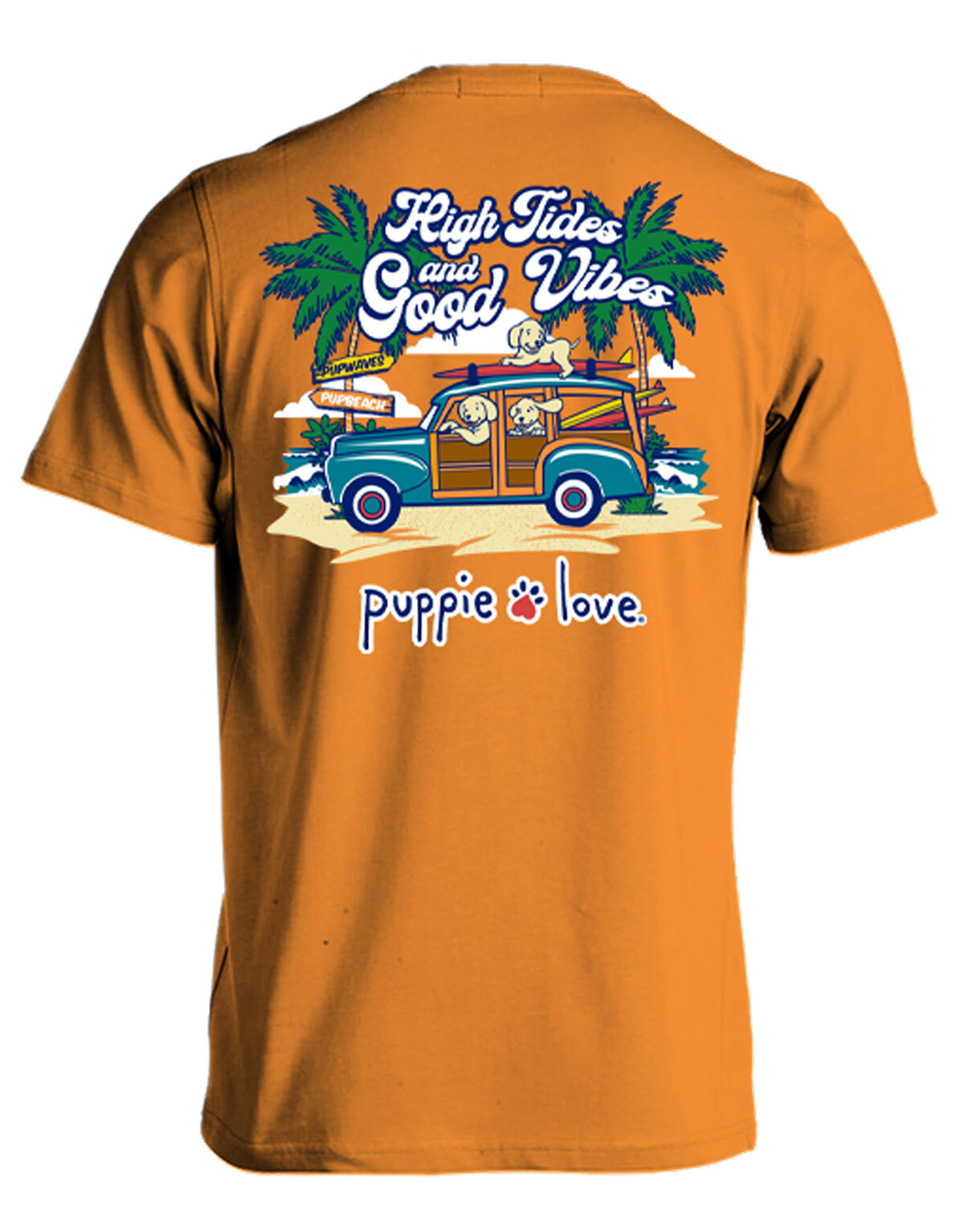 New PUPPIE LOVE HIGH TIDES AND GOOD VIBES T SHIRT