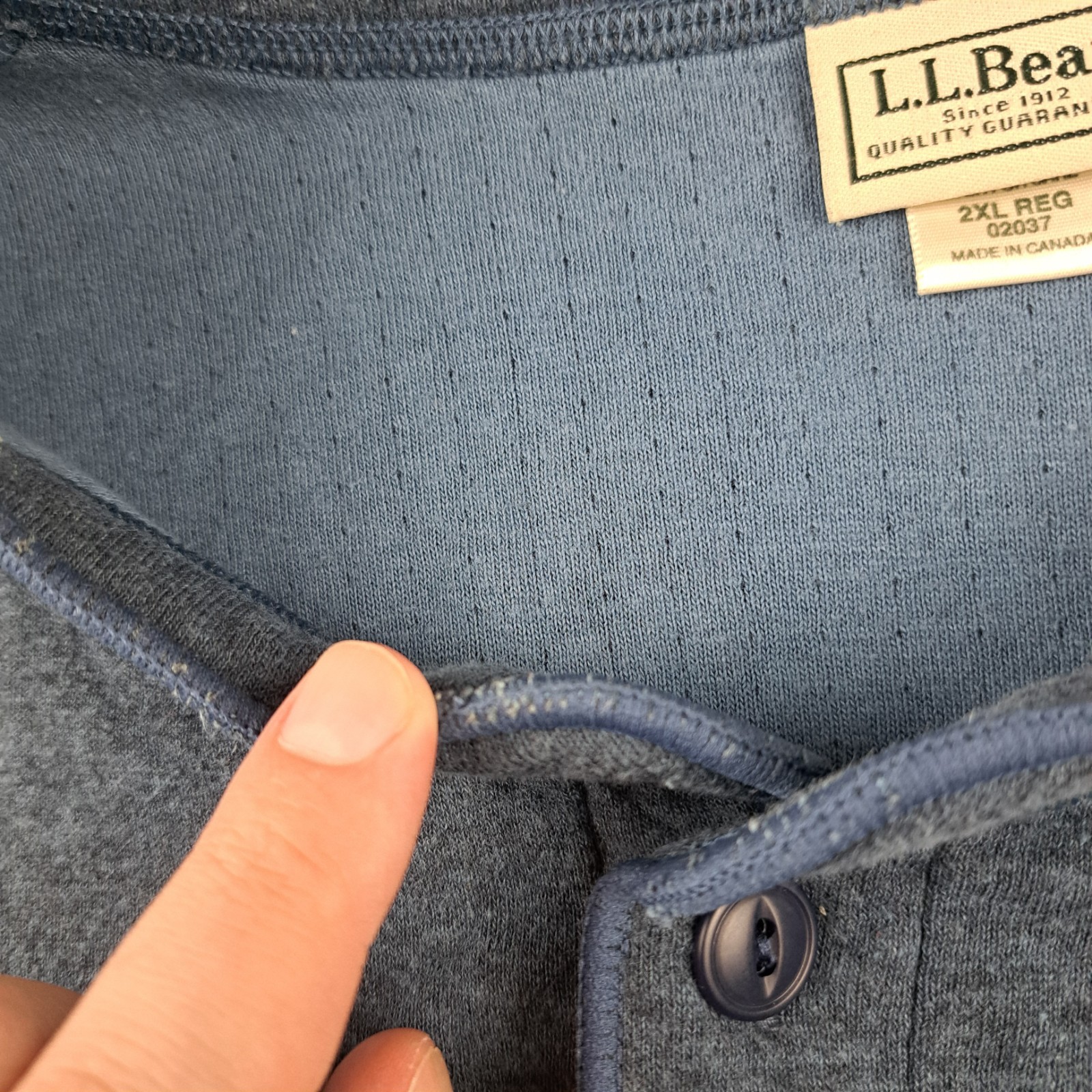 LL Bean Henley Shirt Mens Size 2XL River Driver Cotton Wool Nylon Canada 02037 gallery