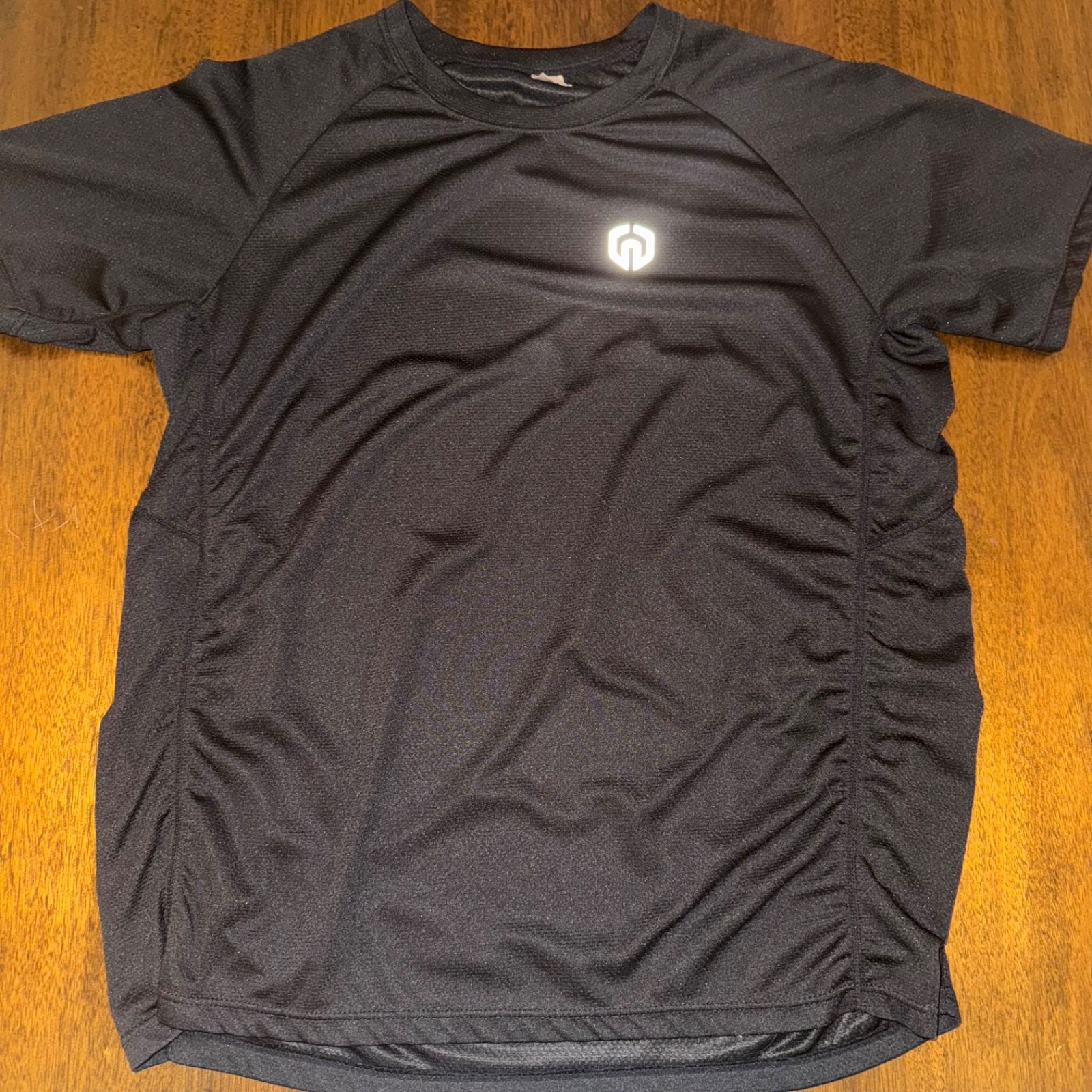 NELEUS Black Athletic Shirt Short Sleeve Rouched Side Size Large