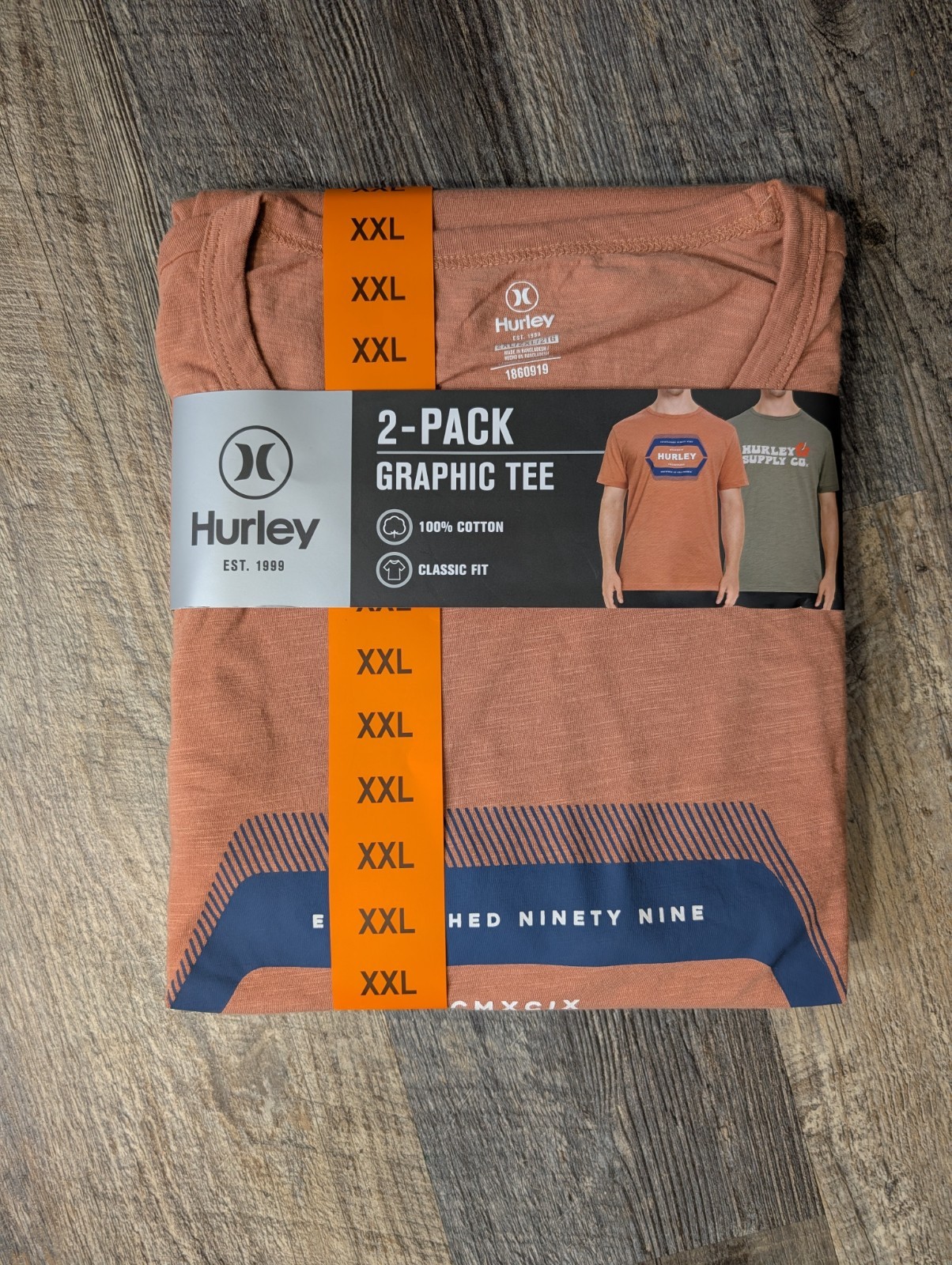 Hurley New Men’s Size XXL 2 Pack T-shirts Orange Green