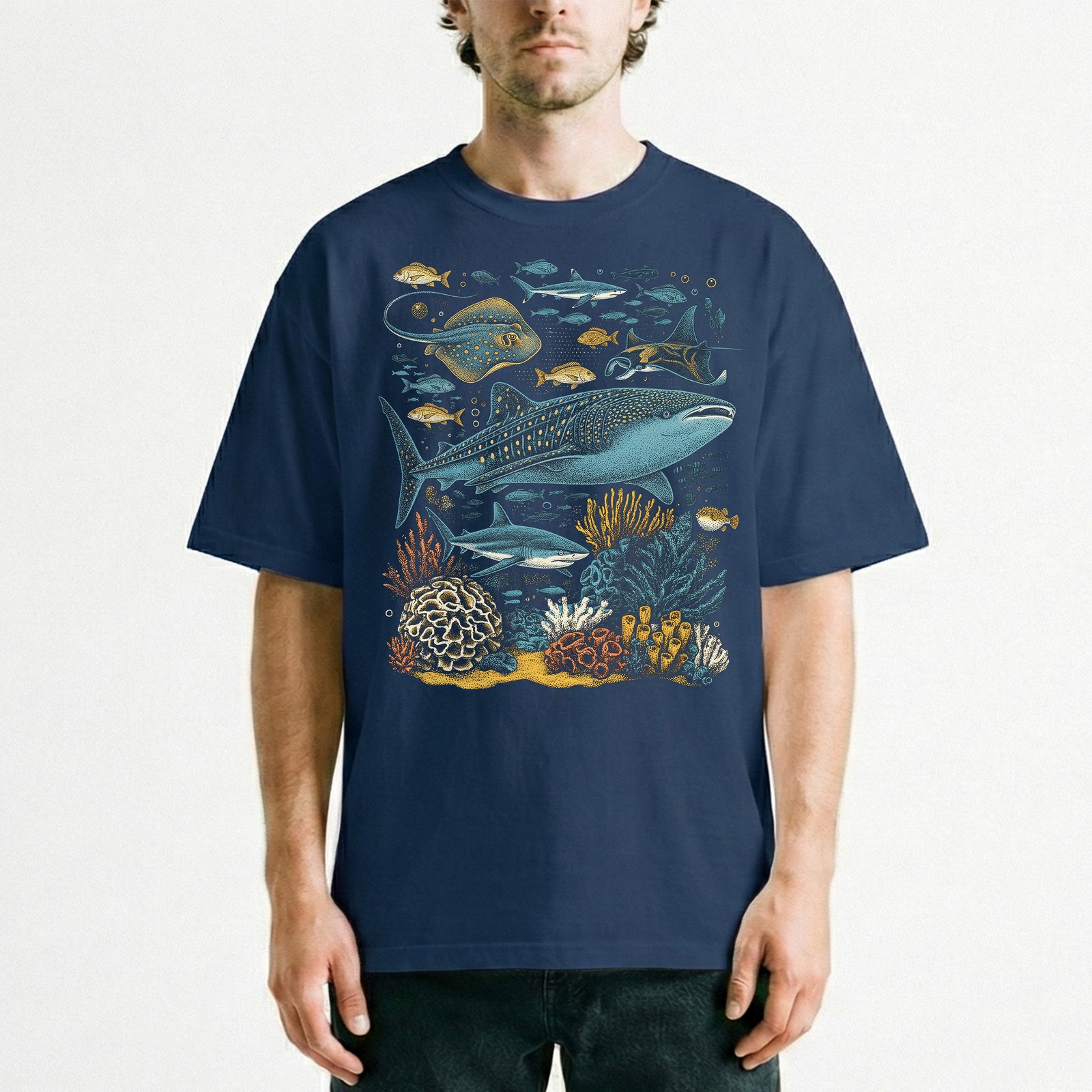Ocean Sea Life Whale Shark Coral Reef Fish T-Shirt Marine Biology Diver Tee gallery