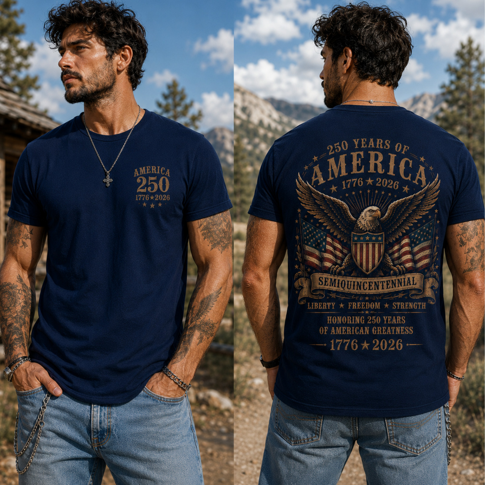 America 250th Anniversary Shirt 1776 2026 Patriotic Eagle Flag 4th July (S-5XL) gallery