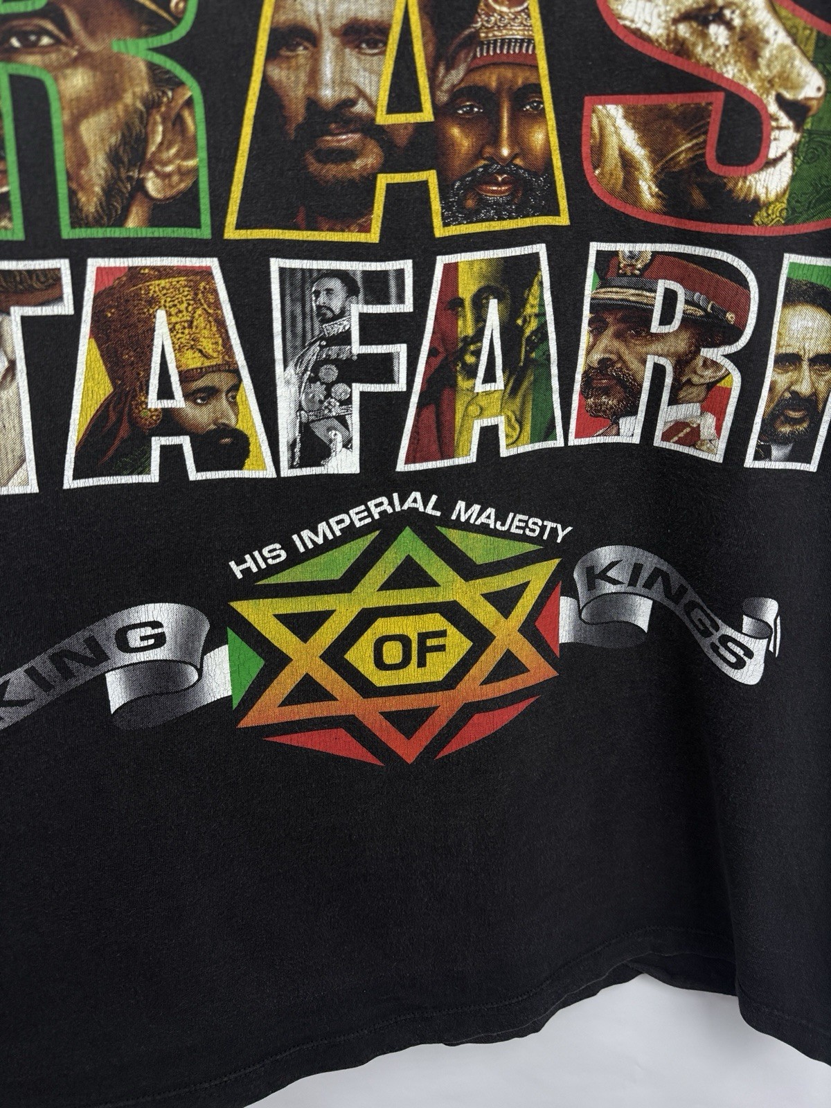 🇪🇹 Vintage 90s Haile Selassie RasTafari Emperor Ethiopia King Size L Color... gallery