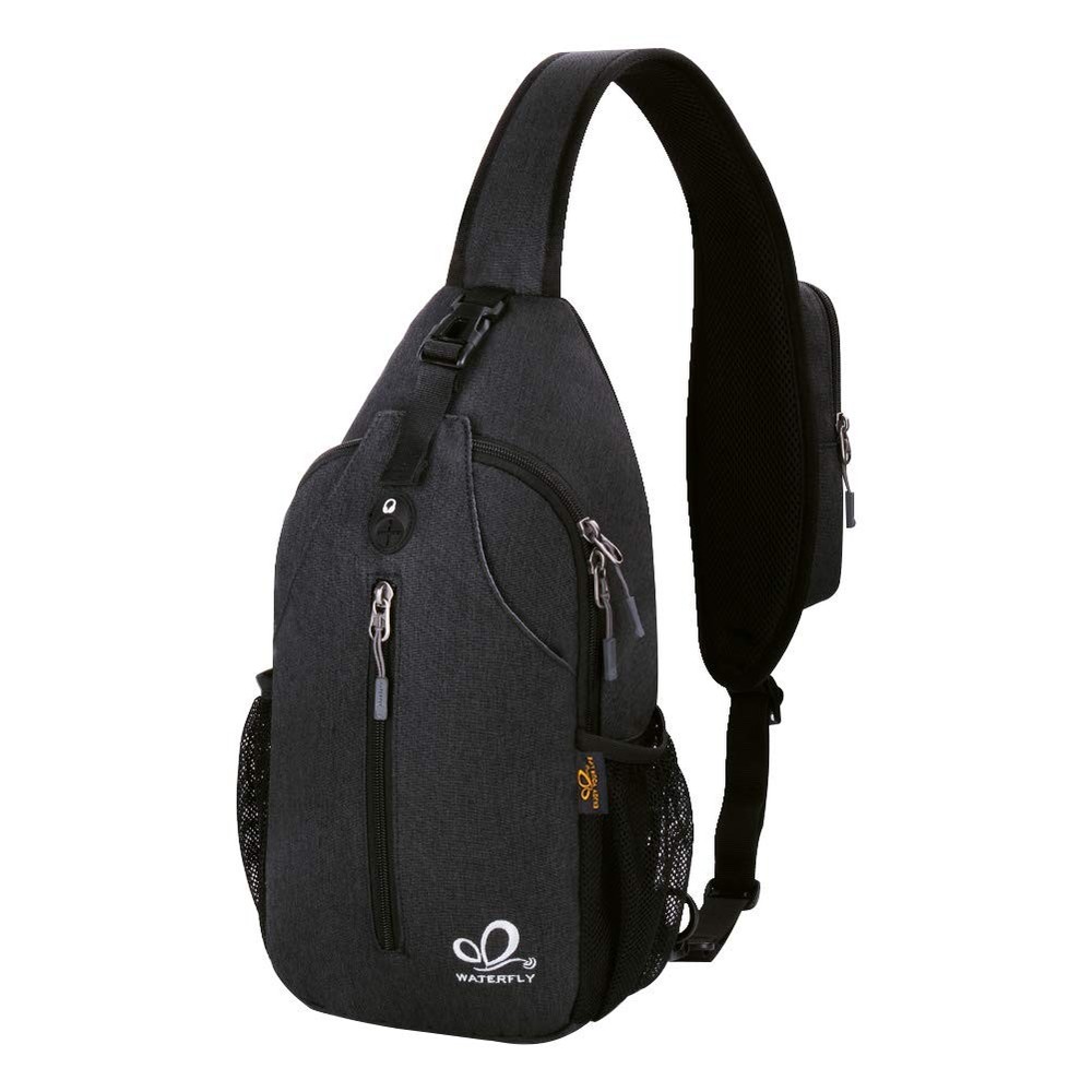 Crossbody Sling Backpack Sling Bag Travel Hiking Chest Bag Daypack (Black)