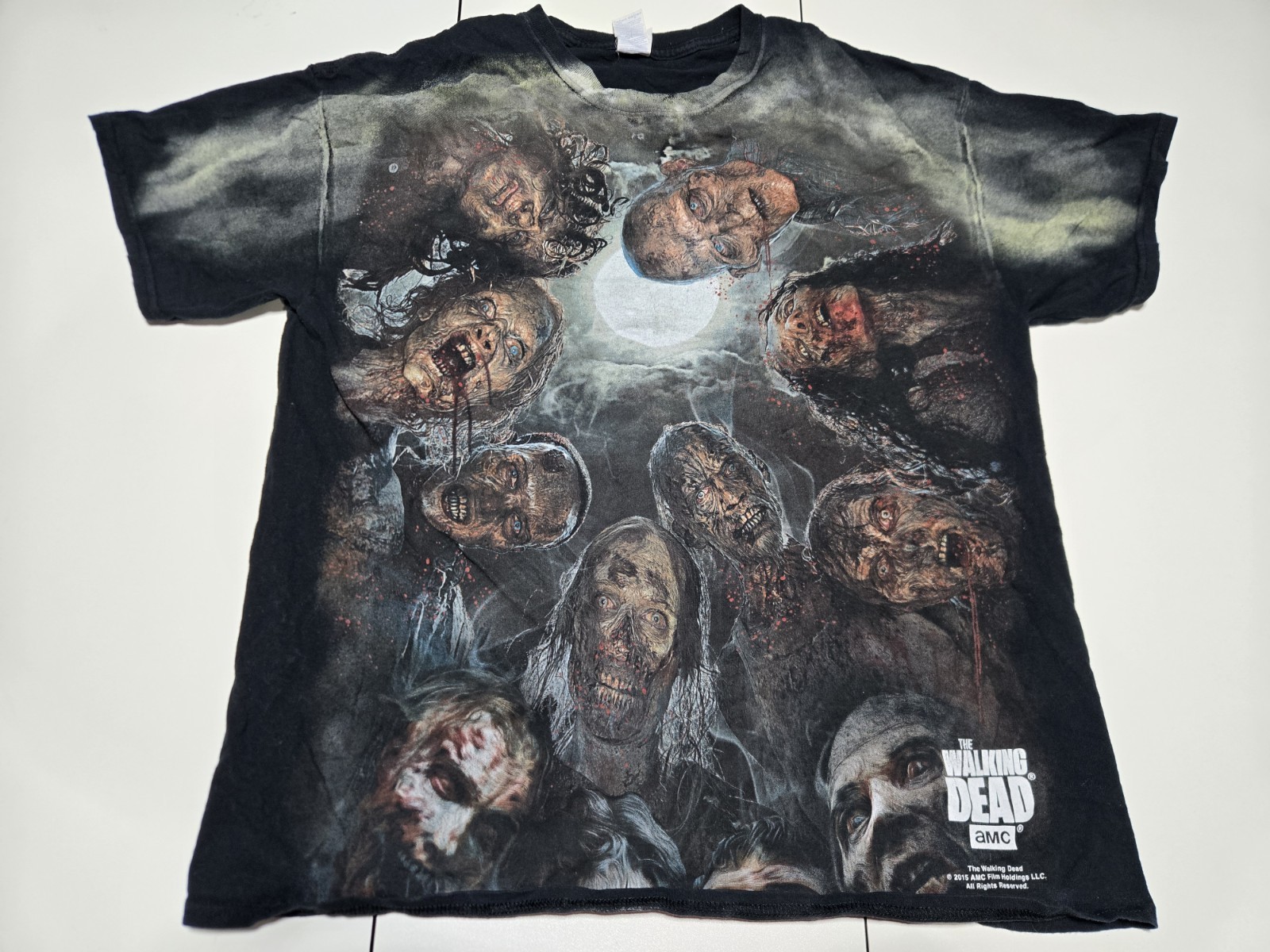The Walking Dead AMC Promo T-Shirt 2015 Black All-Over Print Vintage AOP Mens XL gallery