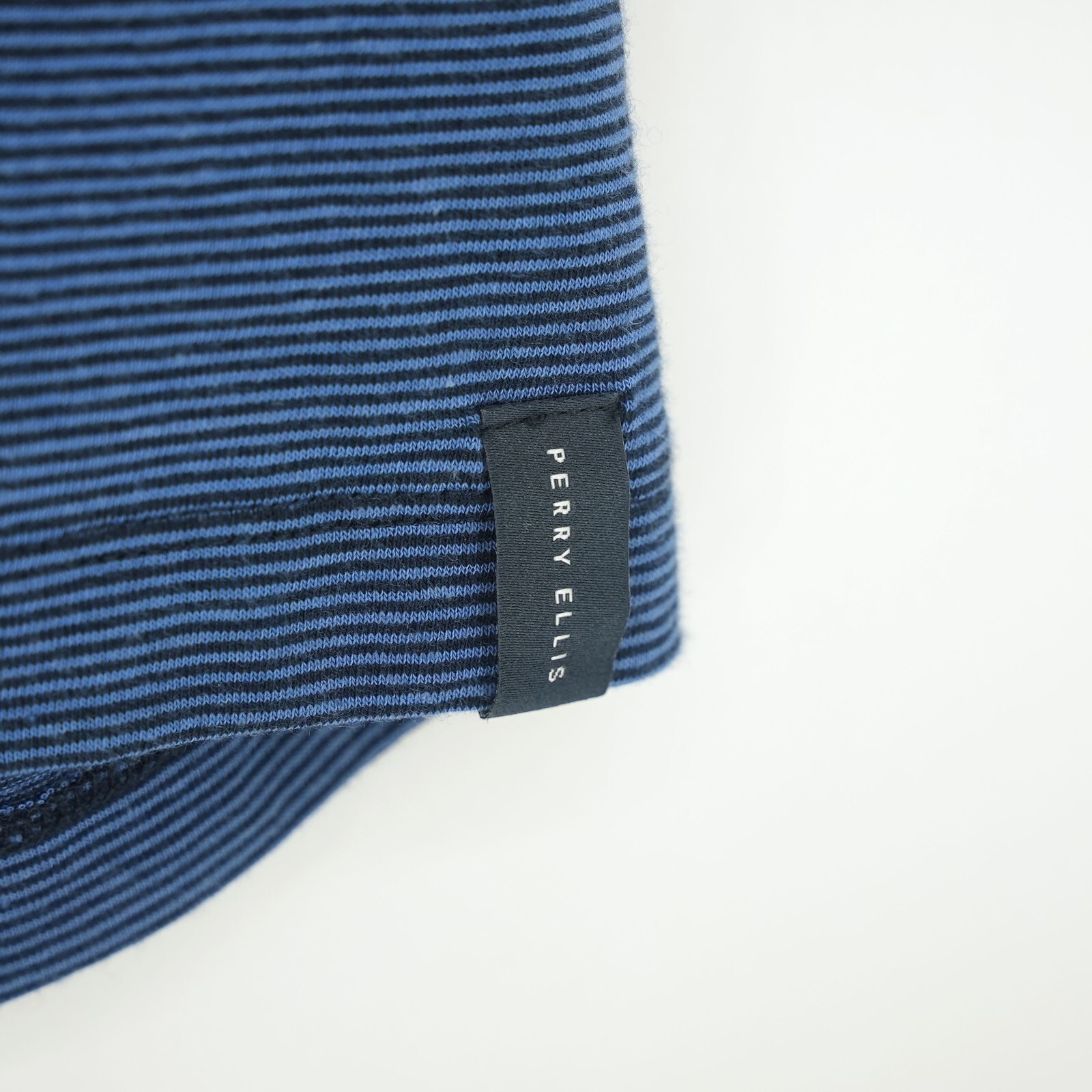 Perry Ellis Men's Short-Sleeve Shirt XL Blue Black Striped Pocket NWT gallery