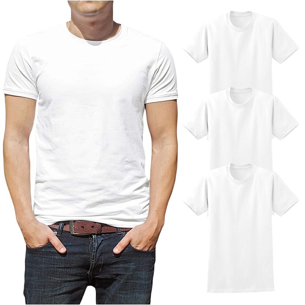 3 Pack Men’s Short Sleeve 100% Cotton Crew Neck T Shirt 3XLarge Big Bright White