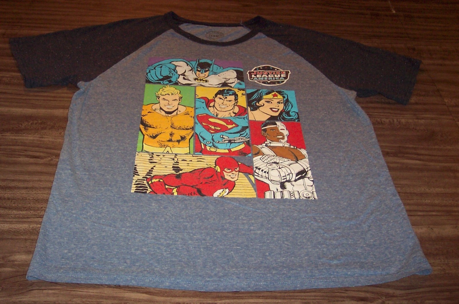 VINTAGE STYLE JUSTICE LEAGUE SUPERMAN FLASH BATMAN Dc Comics T-Shirt MENS XL