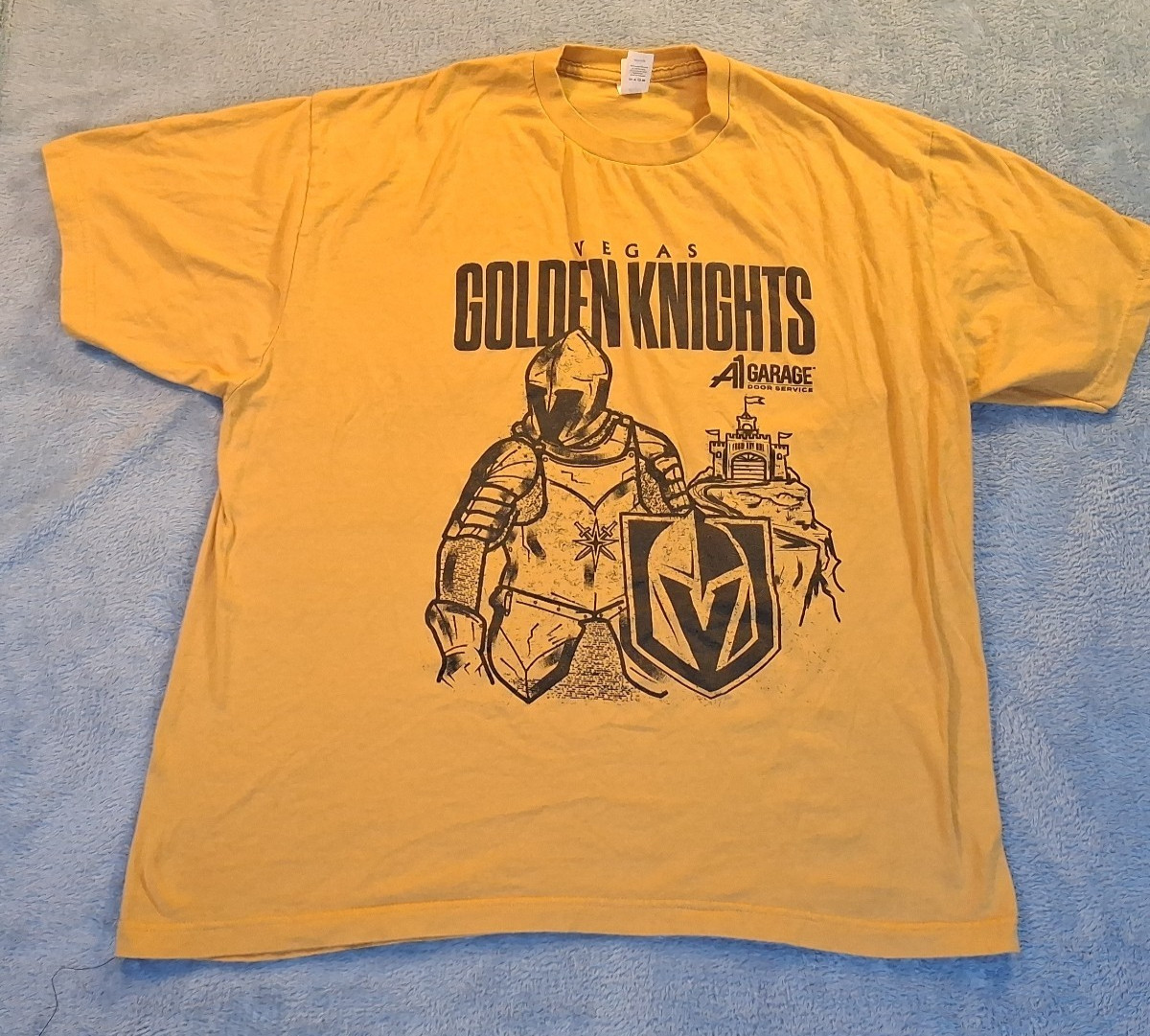 Tultex 202 Mens Short Sleeve Yellow T-Shirt Knight Shield Garage Door Service XL gallery