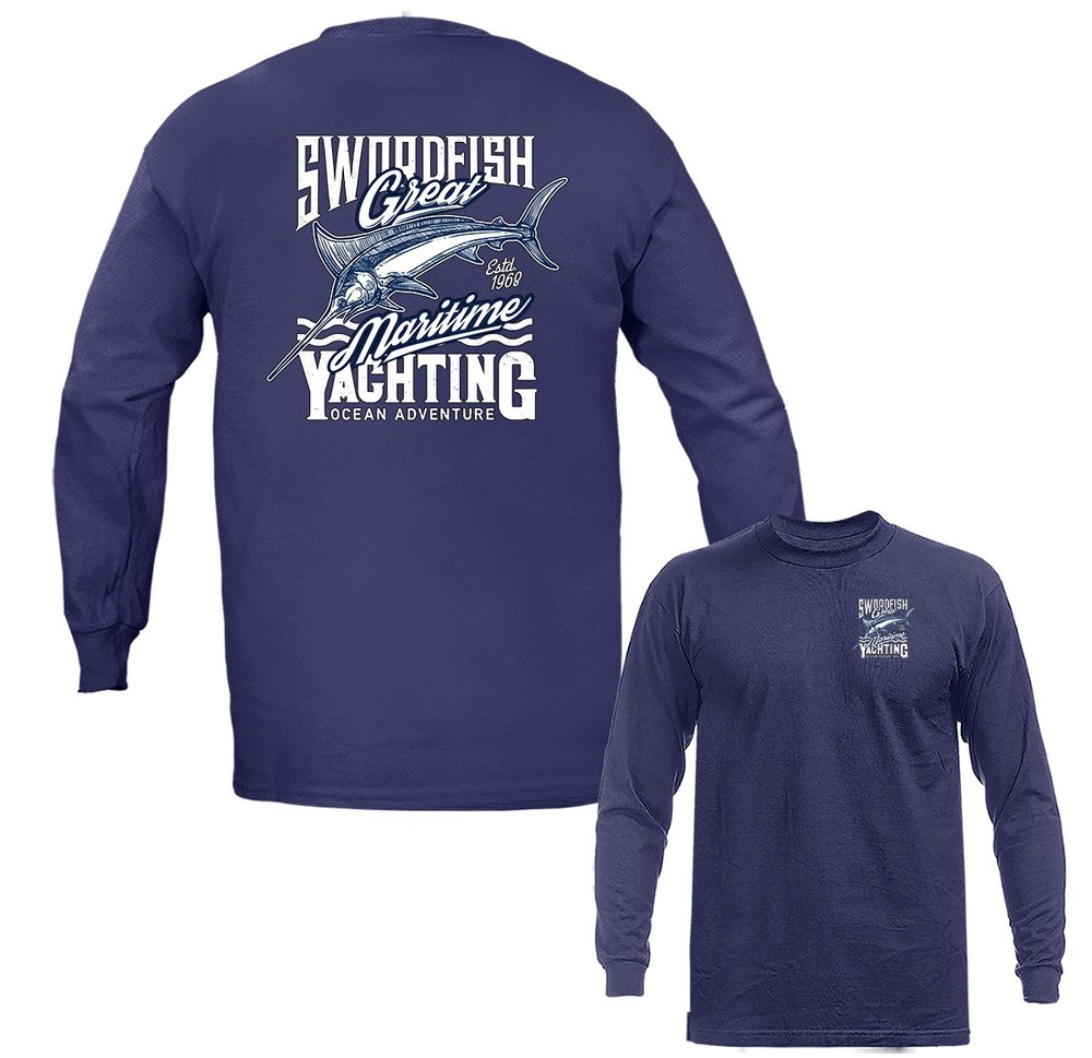 Vintage Swordfish Maritime Yachting Outdoor Sports Fishing Long Sleeve T-Shirt