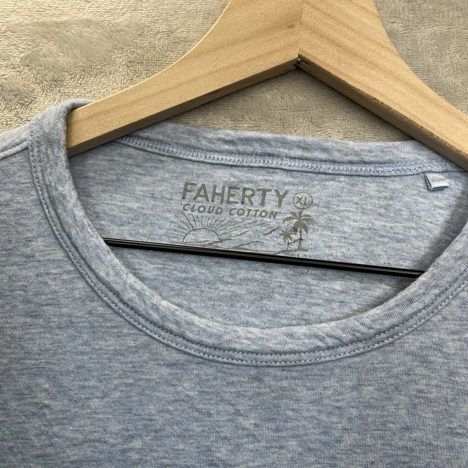 Faherty Shirt Mens XL Blue Cloud Cotton Pima Modal Heather Crewneck T-Shirt gallery
