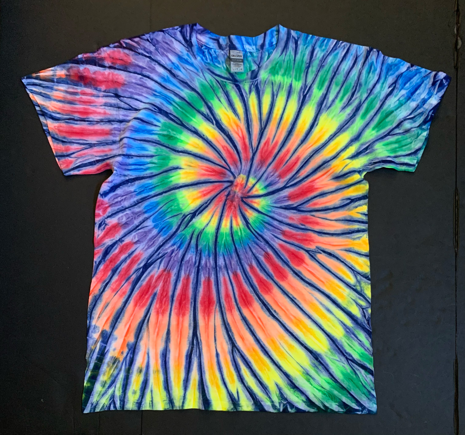 *New* 2XL - Sm Handmade Tie Dye, Spectrum Navy Rainbow, Crew or V-Neck gallery