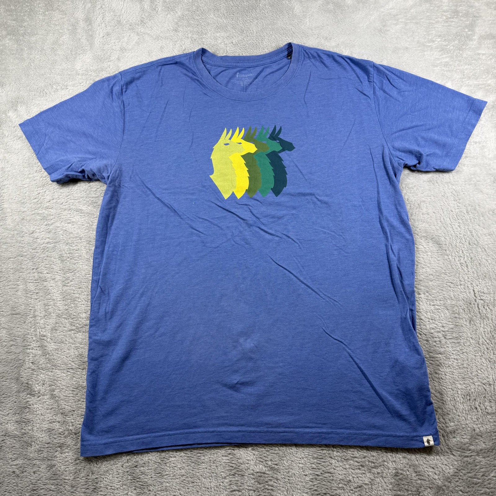 Cotopaxi Shirt Mens XL Blue Llama Graphic Tee Outdoor Hiking Extra Large Hiking