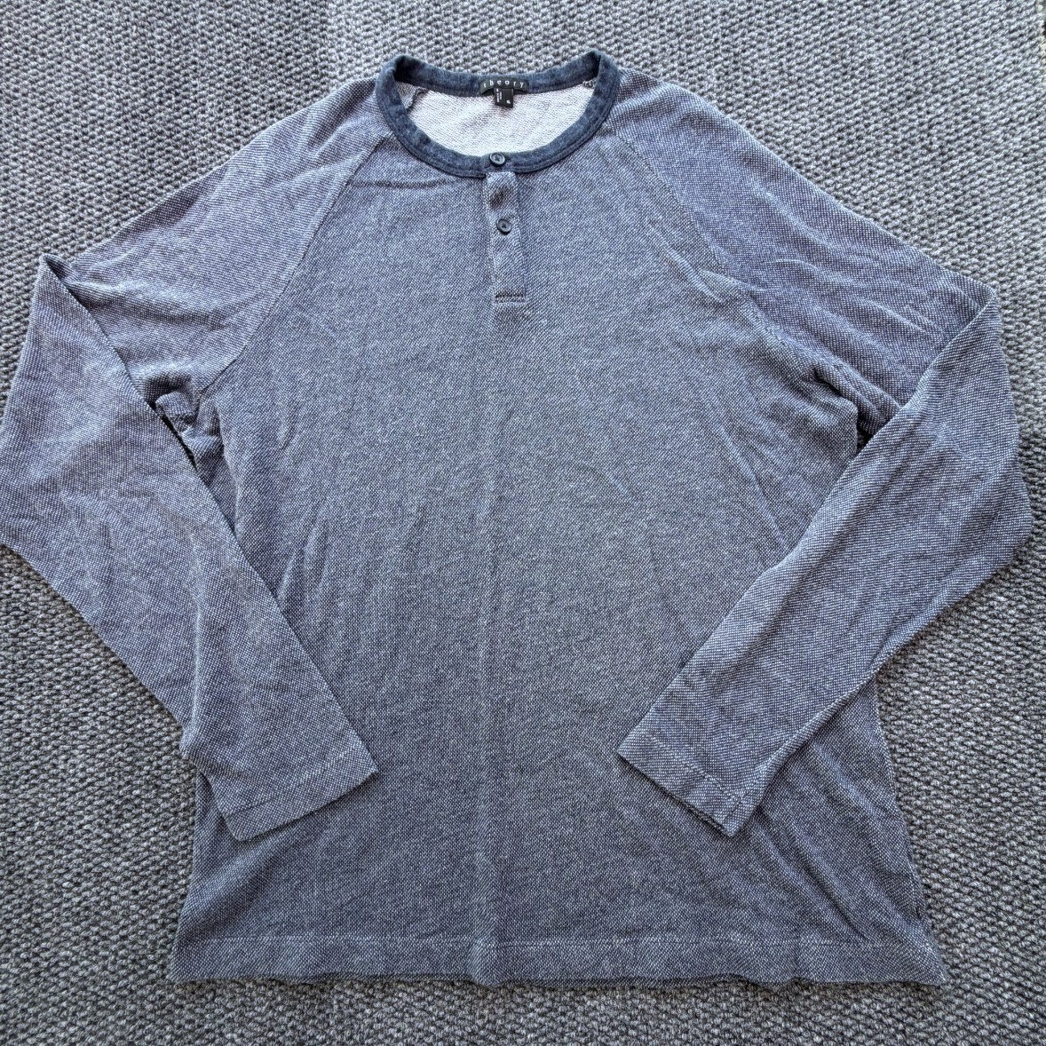Theory Mens Blue Raglan Sleeve Pima Cotton Blend Jonatan L Henley Shirt Size XL gallery