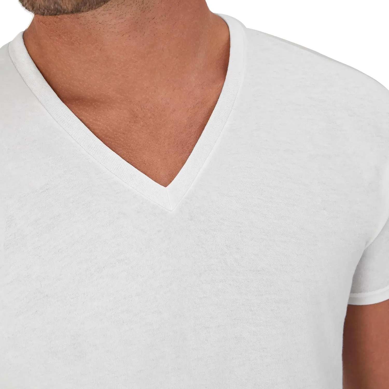 Hanes Mens V-Neck T-Shirt Pack Moisture Wicking Cotton Undershirts White gallery