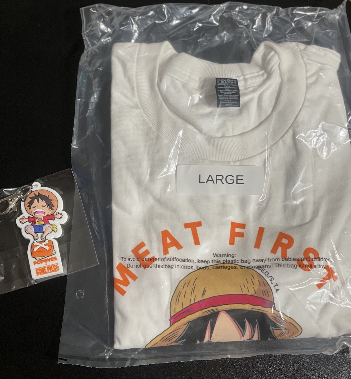 Limited Release Popeyes x One Piece Monkey D Luffy Large T-Shirt w/ Keychain gallery