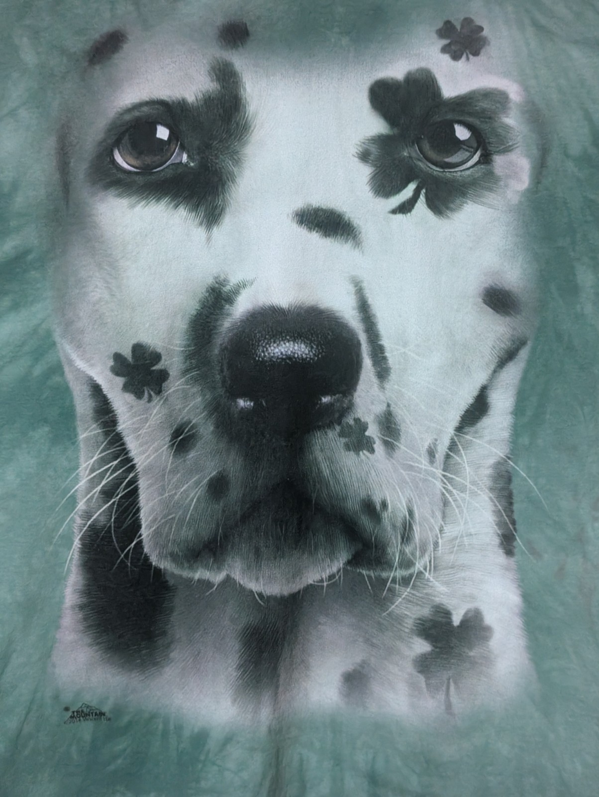 The Mountain Mens T-shirt Dalmatian Face W/ Four Leaf Clovers Defect Large #6673 gallery